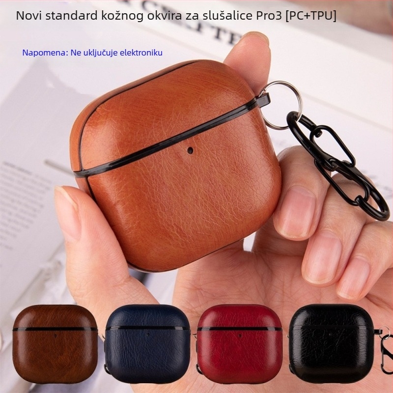 Etui za AirPods Pro 3 za Apple Pro3, PC+TPU imitacijska koža, ugravirana površina, zaštitni poklopac, univerzalna kompatibilnost