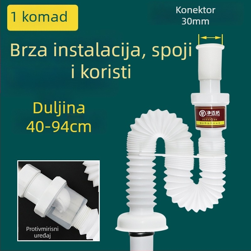Odvod cijevi za umivaonik – protiv mirisa, nehrđajući čelik, model Sink Drain Pipe, Šifra proizvoda F77H55MMSTT7JT