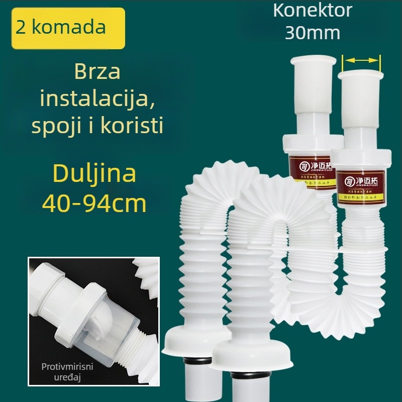 Odvod cijevi za umivaonik – protiv mirisa, nehrđajući čelik, model Sink Drain Pipe, Šifra proizvoda F77H55MMSTT7JT