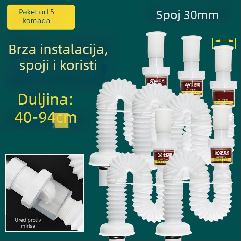 Odvod cijevi za umivaonik – protiv mirisa, nehrđajući čelik, model Sink Drain Pipe, Šifra proizvoda F77H55MMSTT7JT