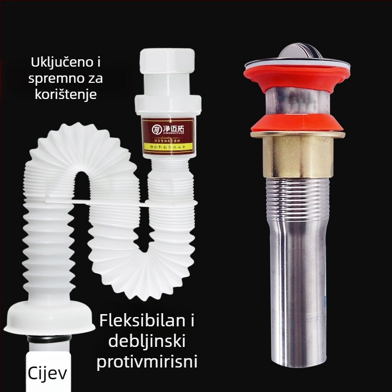 Odvod cijevi za umivaonik – protiv mirisa, nehrđajući čelik, model Sink Drain Pipe, Šifra proizvoda F77H55MMSTT7JT