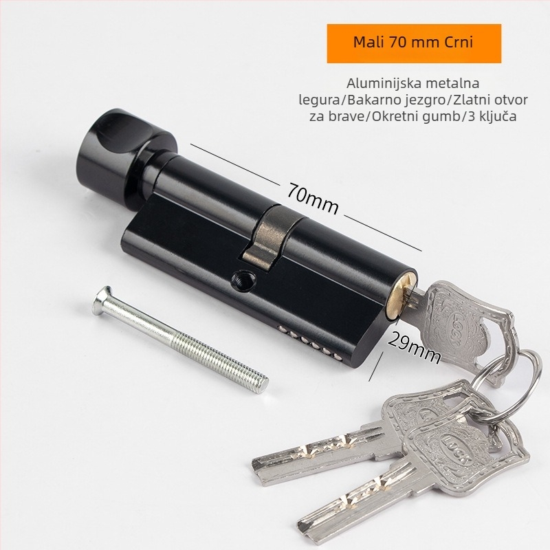 Cilindar brave za drvena vrata (Materijal: aluminijska legura, cinkova legura, mosadz; Težina: 0,3 kg; Stil: moderan i jednostavan)