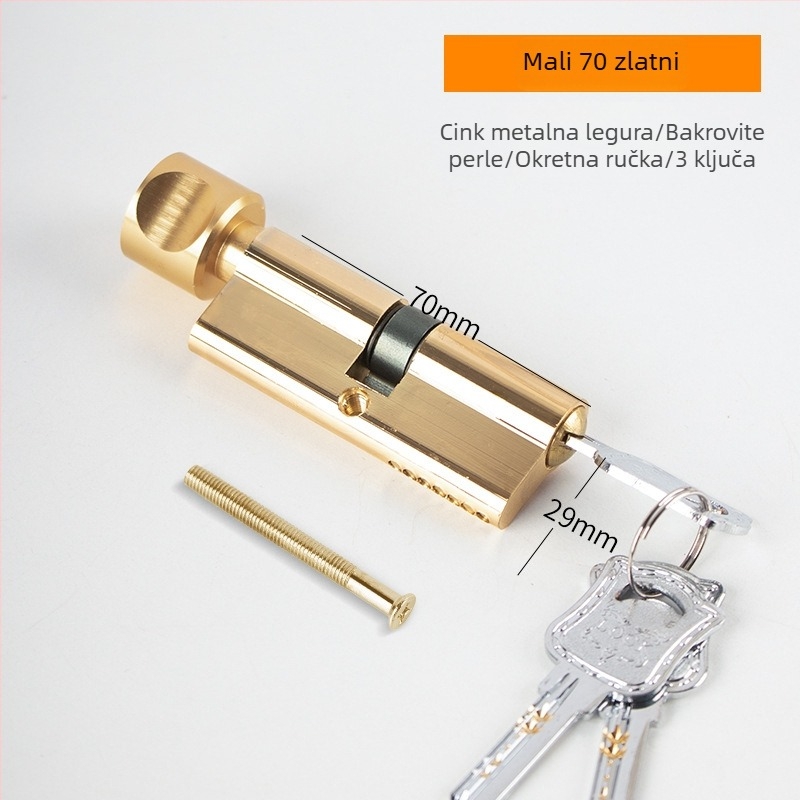 Cilindar brave za drvena vrata (Materijal: aluminijska legura, cinkova legura, mosadz; Težina: 0,3 kg; Stil: moderan i jednostavan)