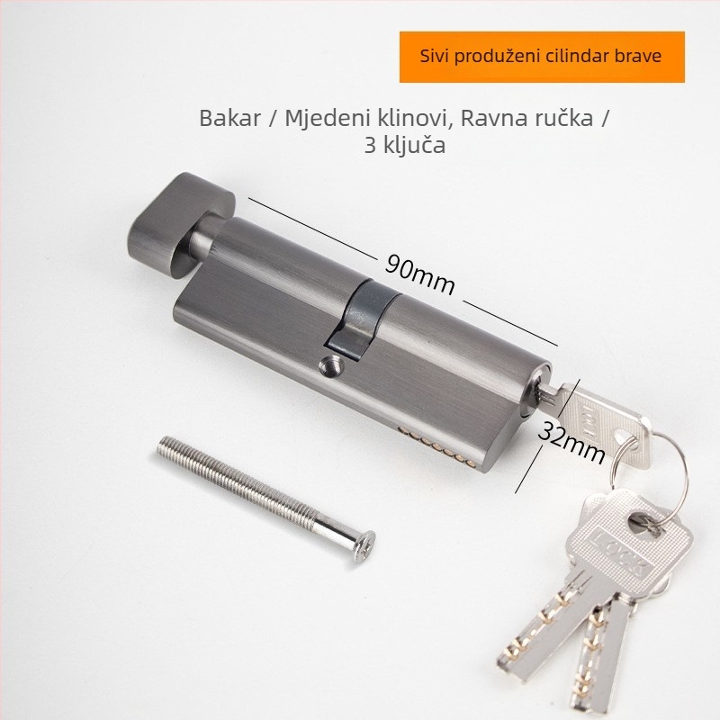 Cilindar brave za drvena vrata (Materijal: aluminijska legura, cinkova legura, mosadz; Težina: 0,3 kg; Stil: moderan i jednostavan)