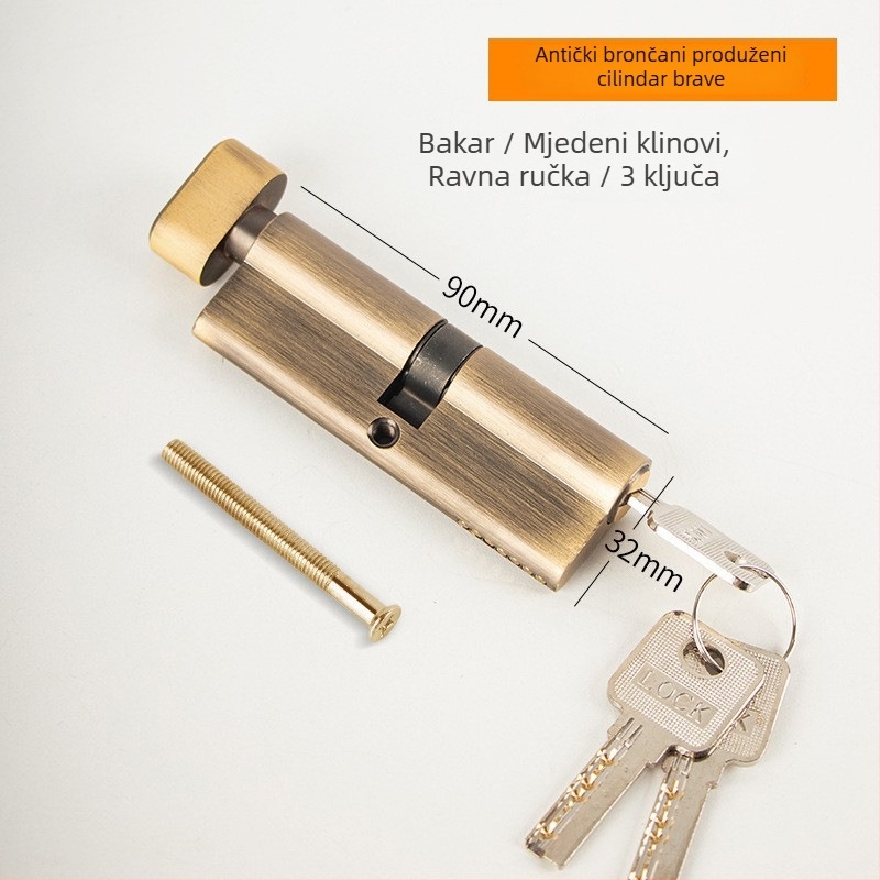 Cilindar brave za drvena vrata (Materijal: aluminijska legura, cinkova legura, mosadz; Težina: 0,3 kg; Stil: moderan i jednostavan)