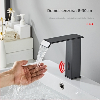 Indukcijska slavina za umivaonik, model 8835, montaža na jedan otvor, cijeli bakreni tijelo ventila, induktivno otvaranje