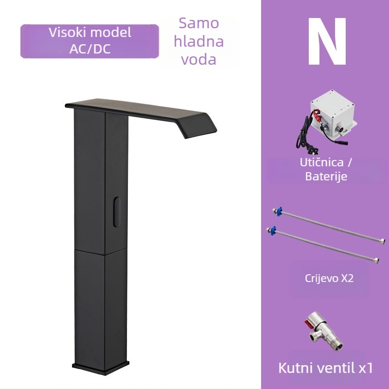 Indukcijska slavina za umivaonik, model 8835, montaža na jedan otvor, cijeli bakreni tijelo ventila, induktivno otvaranje