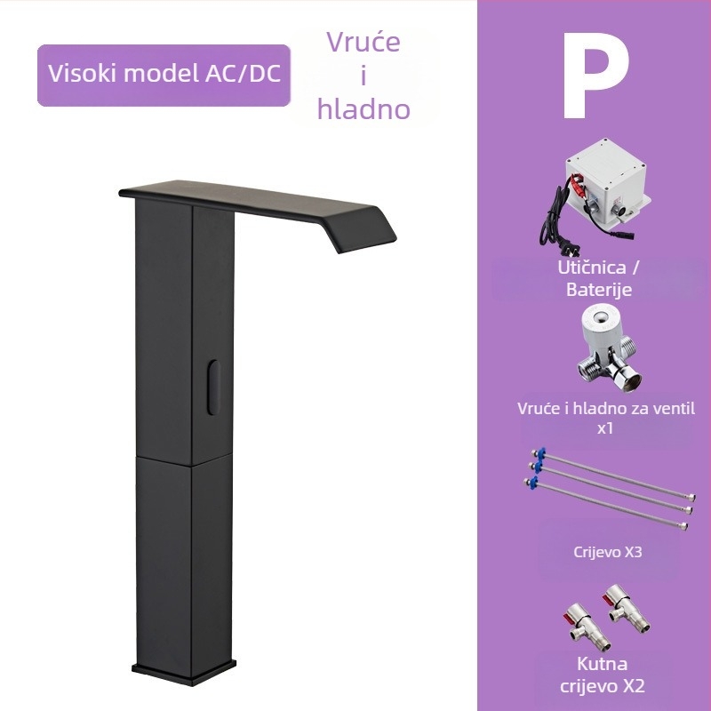 Indukcijska slavina za umivaonik, model 8835, montaža na jedan otvor, cijeli bakreni tijelo ventila, induktivno otvaranje