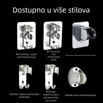 Držač za tuš glavu od aluminija visoke čvrstoće, bez bušenja, zidni, brušeni završetak, moderni minimalistički stil