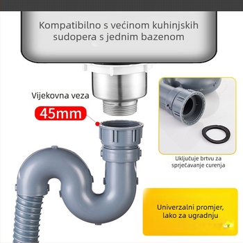 Proširenje odvoda kuhinjskog sudopera — 45 sučelje, odvodna cijev i pribor