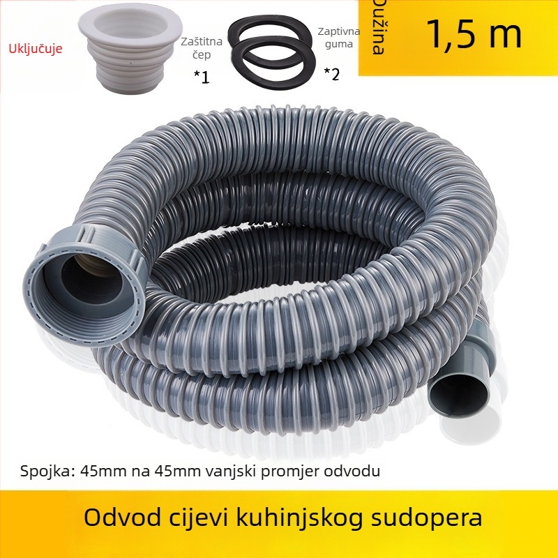 Proširenje odvoda kuhinjskog sudopera — 45 sučelje, odvodna cijev i pribor