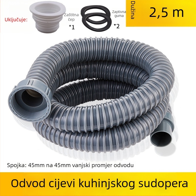 Proširenje odvoda kuhinjskog sudopera — 45 sučelje, odvodna cijev i pribor