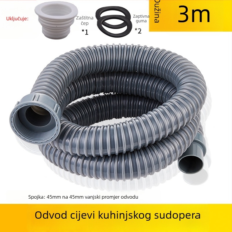 Proširenje odvoda kuhinjskog sudopera — 45 sučelje, odvodna cijev i pribor