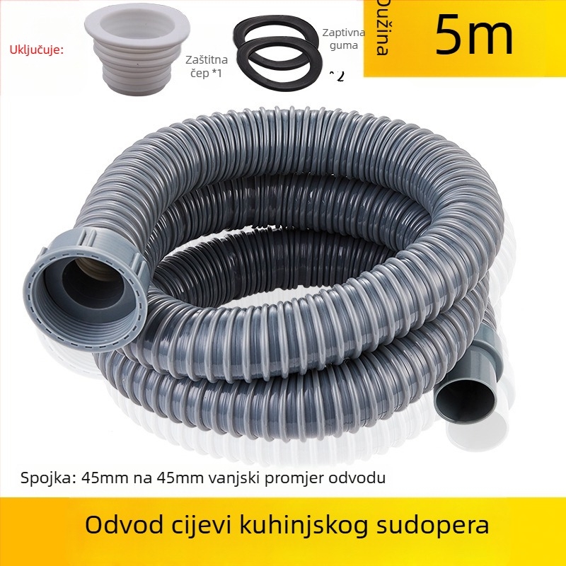 Proširenje odvoda kuhinjskog sudopera — 45 sučelje, odvodna cijev i pribor
