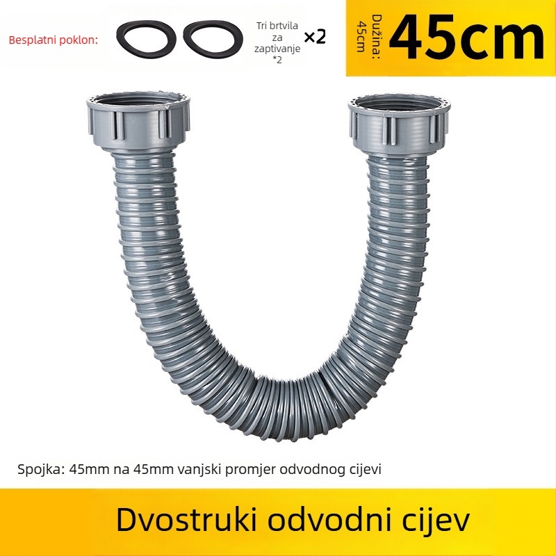 Proširenje odvoda kuhinjskog sudopera — 45 sučelje, odvodna cijev i pribor