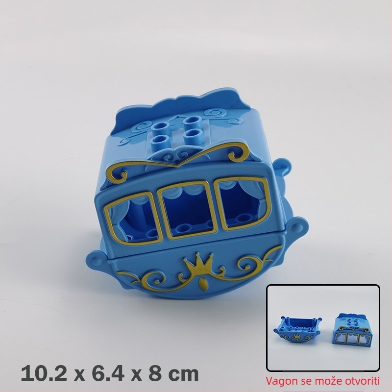 Set velikih blokova za DIY: kočija i vlakov vagon, ABS plast, za djecu 4–6 godina, pakiranje u vrećici, 0–38 komada