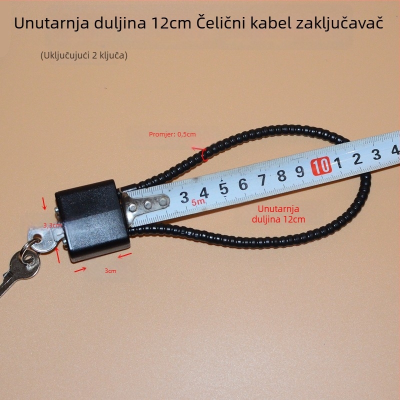 Katanac za ormar s čeličnim užetom, jezgro od cinka, čelična zaptivka, izravno otvaranje, Wolf dog