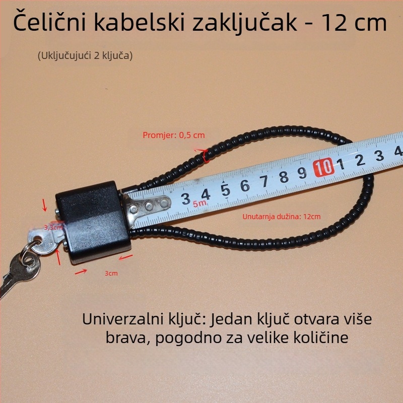 Katanac za ormar s čeličnim užetom, jezgro od cinka, čelična zaptivka, izravno otvaranje, Wolf dog