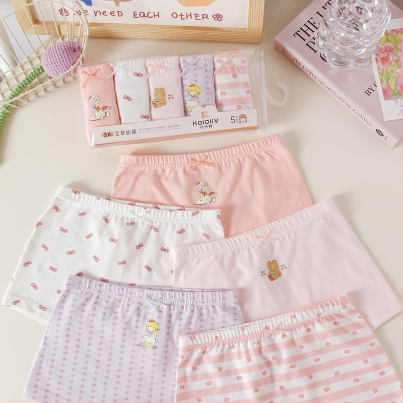 Dječje pamuk boxer gaćice, srednji pojas, 95% pamuk, crtani otisak, paket od 5 kom, za djecu 3–8 godina.