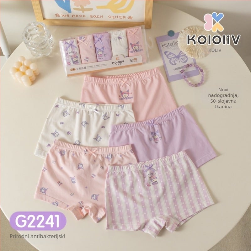 Dječje pamuk boxer gaćice, srednji pojas, 95% pamuk, crtani otisak, paket od 5 kom, za djecu 3–8 godina.