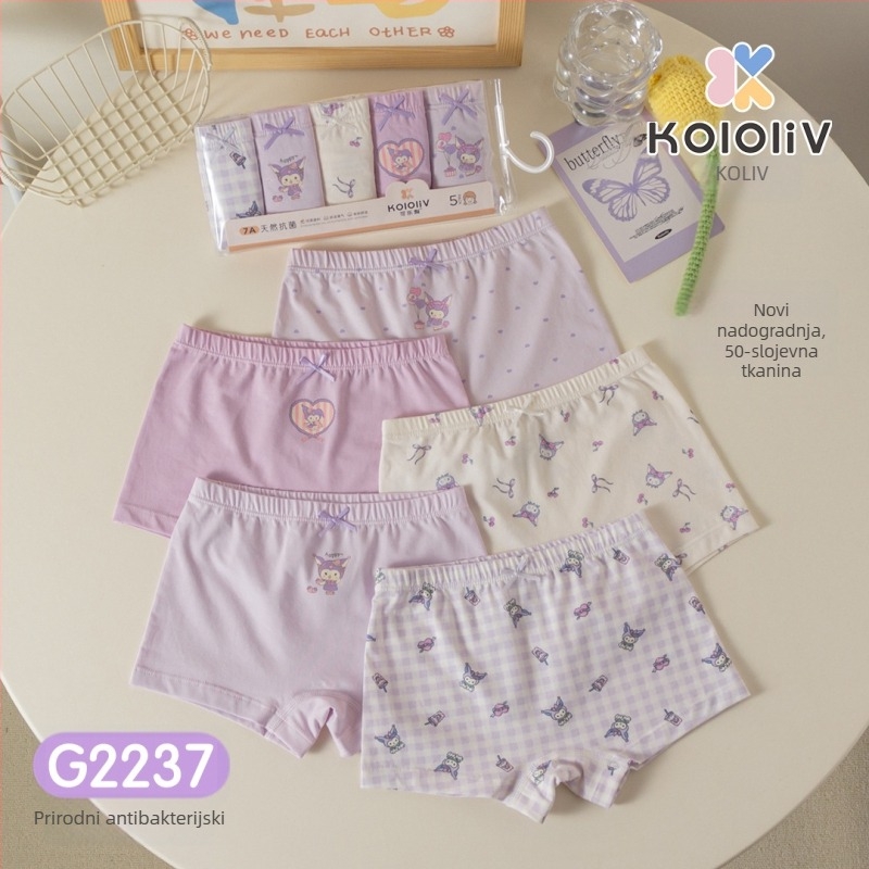 Dječje pamuk boxer gaćice, srednji pojas, 95% pamuk, crtani otisak, paket od 5 kom, za djecu 3–8 godina.