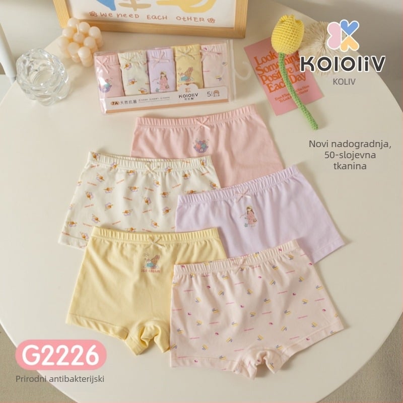 Dječje pamuk boxer gaćice, srednji pojas, 95% pamuk, crtani otisak, paket od 5 kom, za djecu 3–8 godina.