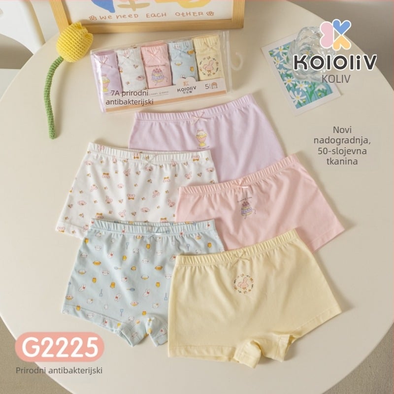 Dječje pamuk boxer gaćice, srednji pojas, 95% pamuk, crtani otisak, paket od 5 kom, za djecu 3–8 godina.