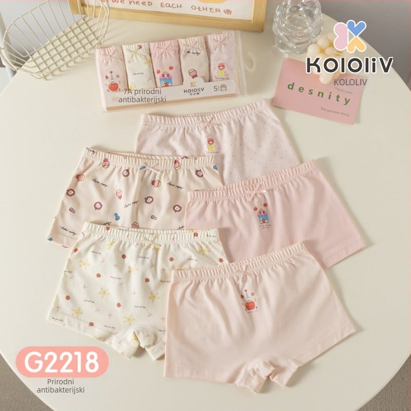 Dječje pamuk boxer gaćice, srednji pojas, 95% pamuk, crtani otisak, paket od 5 kom, za djecu 3–8 godina.
