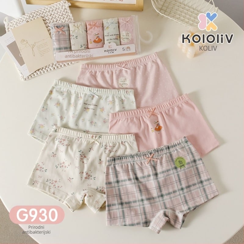 Dječje pamuk boxer gaćice, srednji pojas, 95% pamuk, crtani otisak, paket od 5 kom, za djecu 3–8 godina.