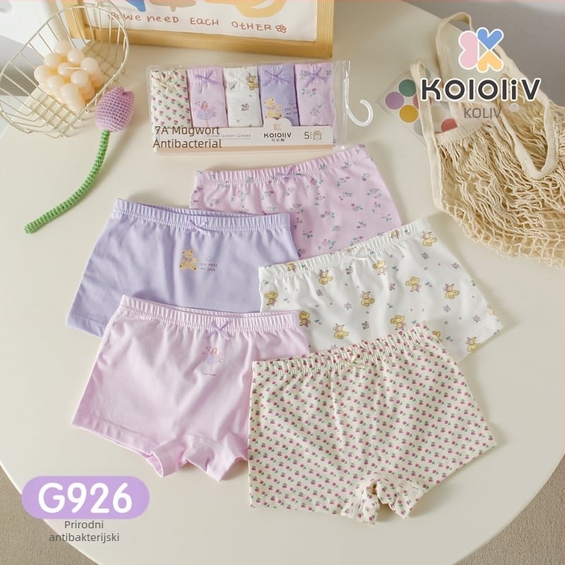 Dječje pamuk boxer gaćice, srednji pojas, 95% pamuk, crtani otisak, paket od 5 kom, za djecu 3–8 godina.