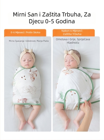 Kokon stil bebenski spavaći vreć od pamuka 95%+, podstava 95%+, antibakterijski i upija vlagu, za novorođenčad do 12 mjeseci, proljeće i jesen.