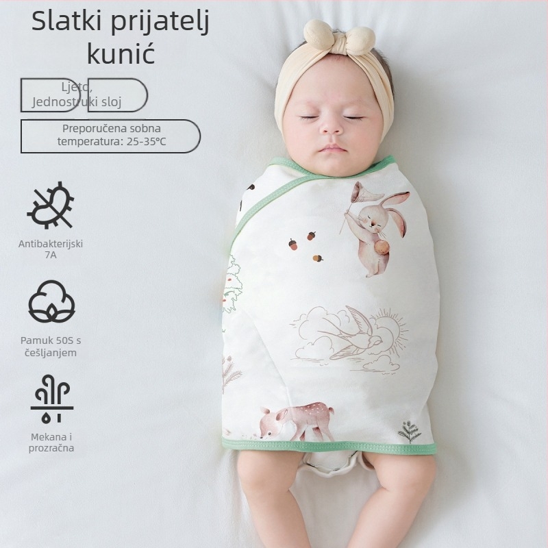 Kokon stil bebenski spavaći vreć od pamuka 95%+, podstava 95%+, antibakterijski i upija vlagu, za novorođenčad do 12 mjeseci, proljeće i jesen.