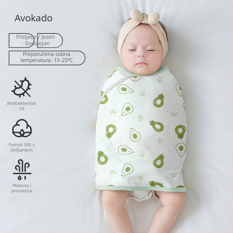Kokon stil bebenski spavaći vreć od pamuka 95%+, podstava 95%+, antibakterijski i upija vlagu, za novorođenčad do 12 mjeseci, proljeće i jesen.