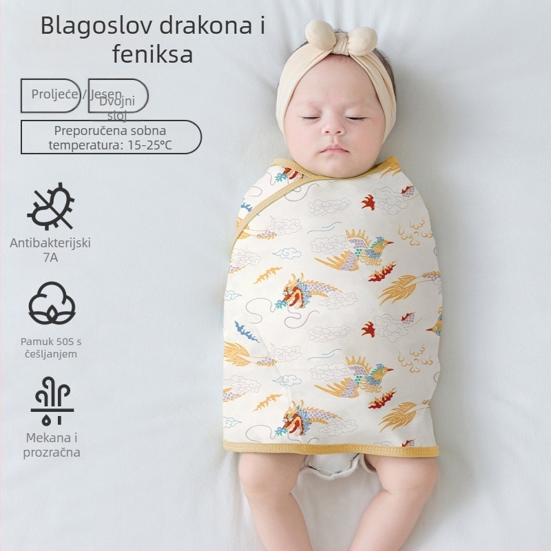 Kokon stil bebenski spavaći vreć od pamuka 95%+, podstava 95%+, antibakterijski i upija vlagu, za novorođenčad do 12 mjeseci, proljeće i jesen.