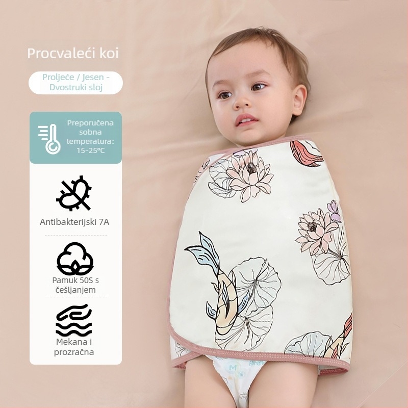 Kokon stil bebenski spavaći vreć od pamuka 95%+, podstava 95%+, antibakterijski i upija vlagu, za novorođenčad do 12 mjeseci, proljeće i jesen.