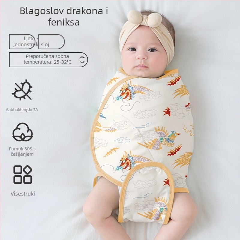 Kokon stil bebenski spavaći vreć od pamuka 95%+, podstava 95%+, antibakterijski i upija vlagu, za novorođenčad do 12 mjeseci, proljeće i jesen.
