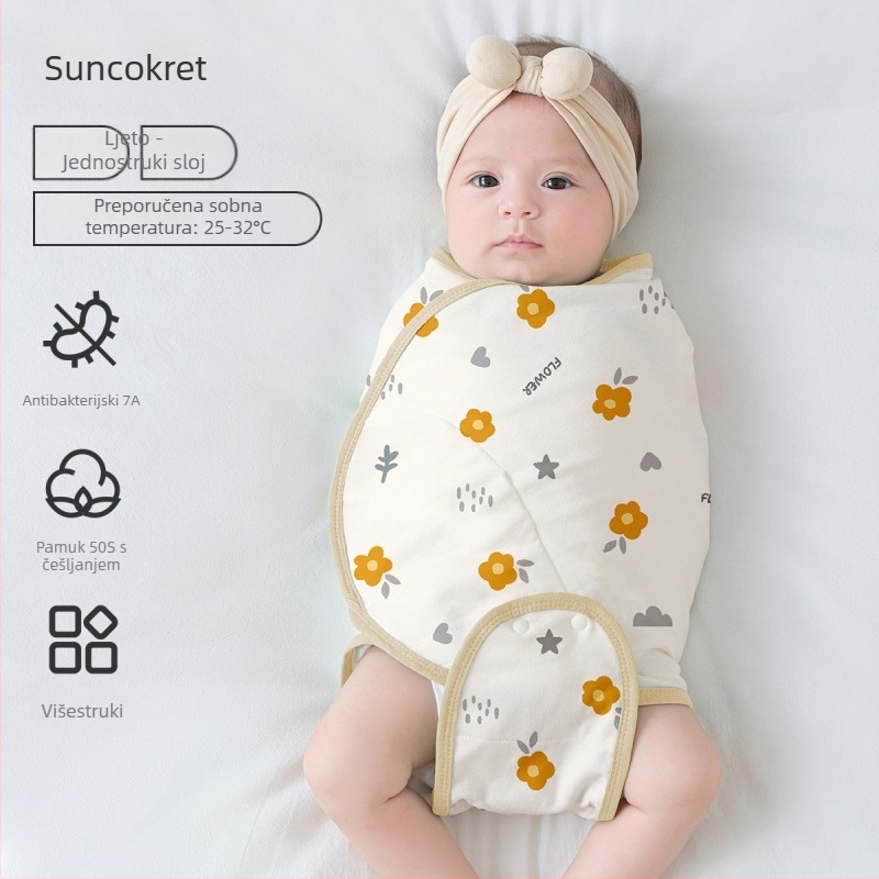Kokon stil bebenski spavaći vreć od pamuka 95%+, podstava 95%+, antibakterijski i upija vlagu, za novorođenčad do 12 mjeseci, proljeće i jesen.
