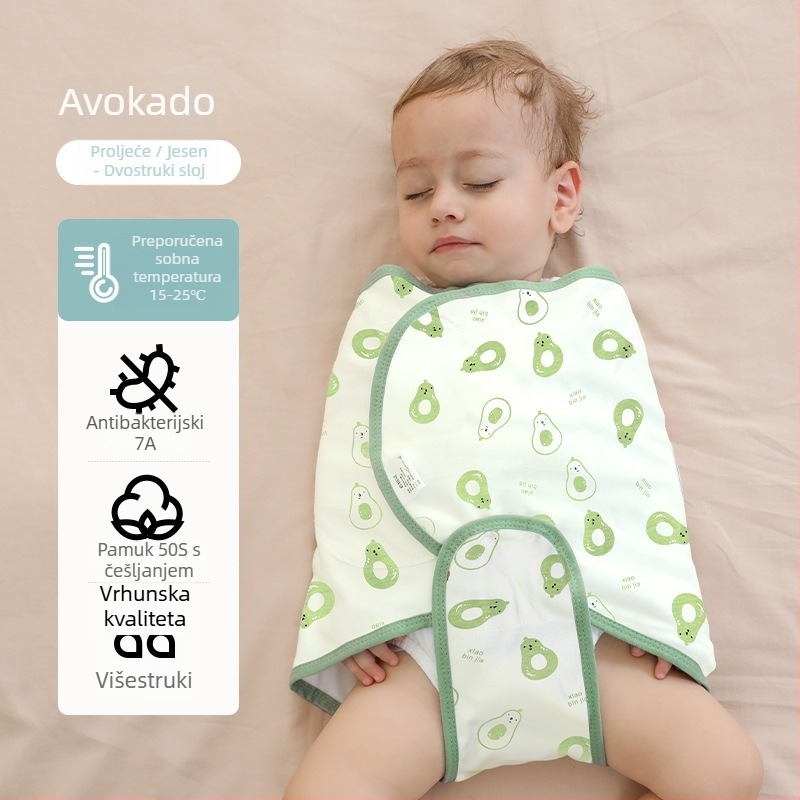Kokon stil bebenski spavaći vreć od pamuka 95%+, podstava 95%+, antibakterijski i upija vlagu, za novorođenčad do 12 mjeseci, proljeće i jesen.