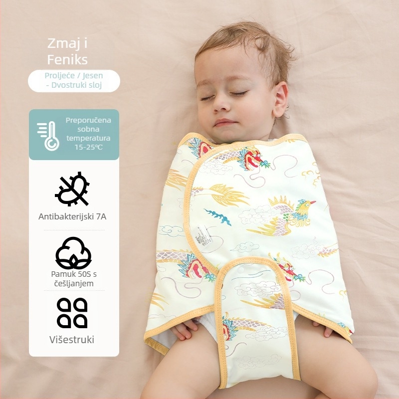 Kokon stil bebenski spavaći vreć od pamuka 95%+, podstava 95%+, antibakterijski i upija vlagu, za novorođenčad do 12 mjeseci, proljeće i jesen.