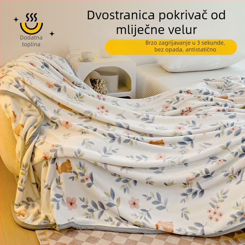 Deka s uzorkom biljaka i cvijeća; 100% poliestar; težina 500 g; za proljeće i jesen