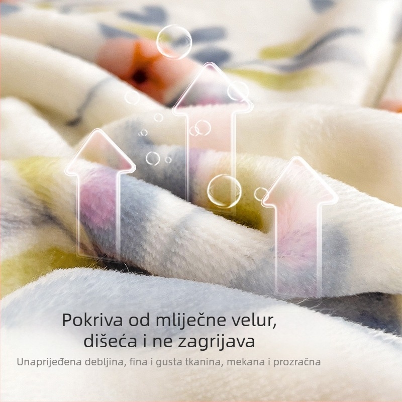 Deka s uzorkom biljaka i cvijeća; 100% poliestar; težina 500 g; za proljeće i jesen