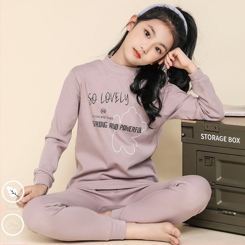 Termalni set donjeg rublja za djevojčice, 100% pamuk, proljeće–jesen–zima, održava toplinu, za djecu od 8+ godina (visina iznad 140 cm)