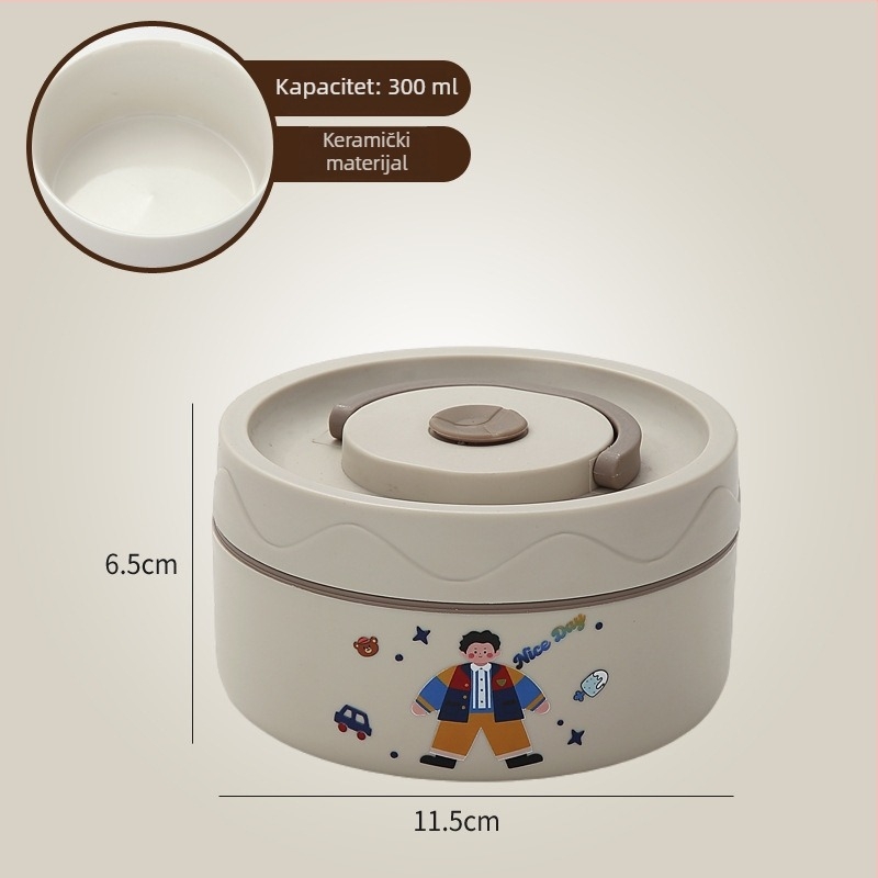 Kutija za ručak, 304 nehrđajući čelik, kapacitet 301–500 ml, pogodna za mikrovalnu pećnicu, hermetički zatvoren poklopac, čuva toplinu