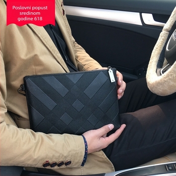Mini Dragon muški PU kožni clutch novčanik – ugraviran geometrijski uzorak, vodootporan, podstava od najlona, poslovni stil