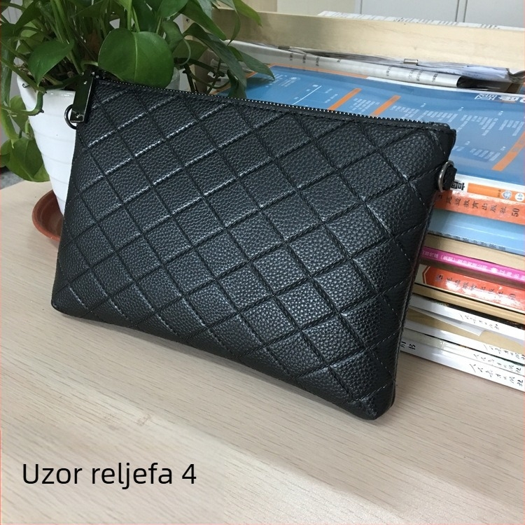Mini Dragon muški PU kožni clutch novčanik – ugraviran geometrijski uzorak, vodootporan, podstava od najlona, poslovni stil