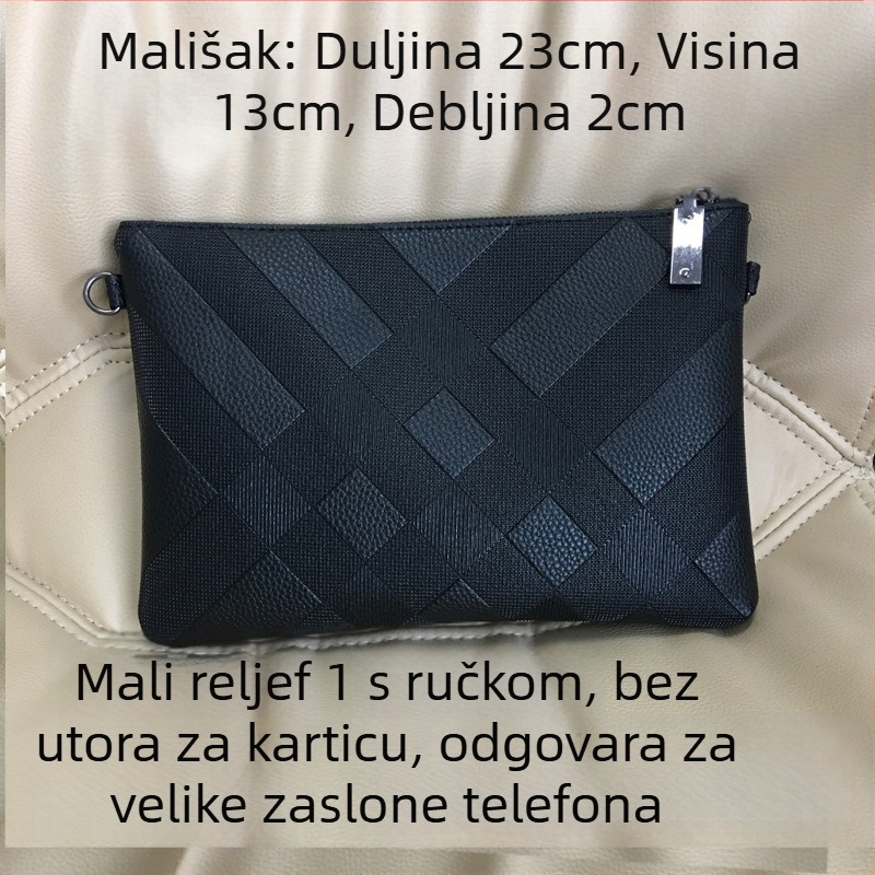 Mini Dragon muški PU kožni clutch novčanik – ugraviran geometrijski uzorak, vodootporan, podstava od najlona, poslovni stil