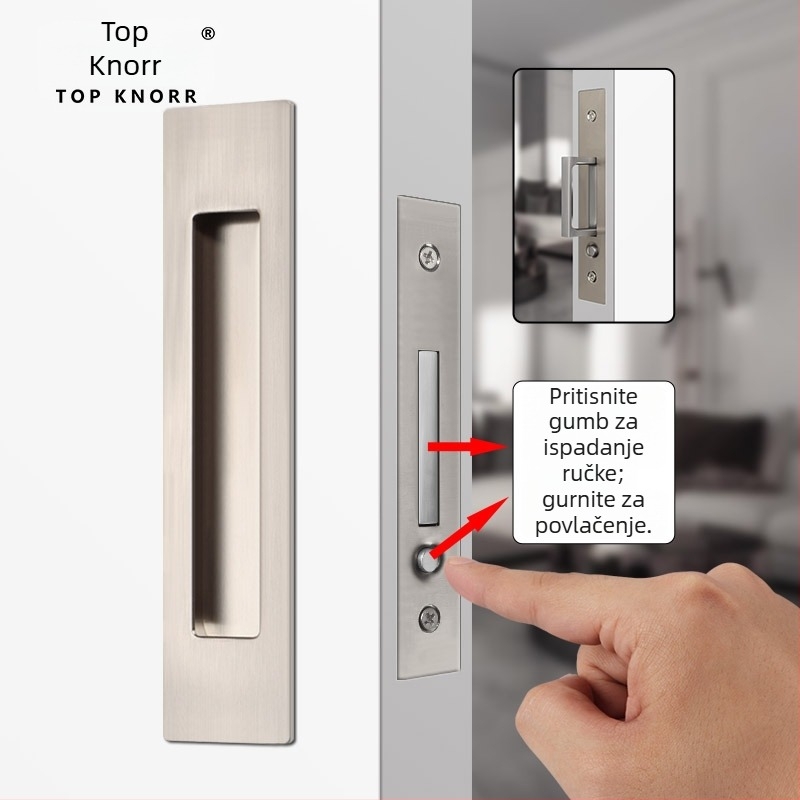 DJL-10200 Skrivena ključavnica za kapsna klizna vrata, tip kuka, cinkova legura, elektroplating