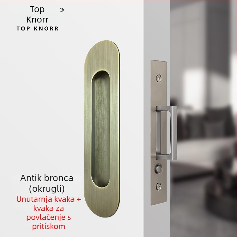 DJL-10200 Skrivena ključavnica za kapsna klizna vrata, tip kuka, cinkova legura, elektroplating
