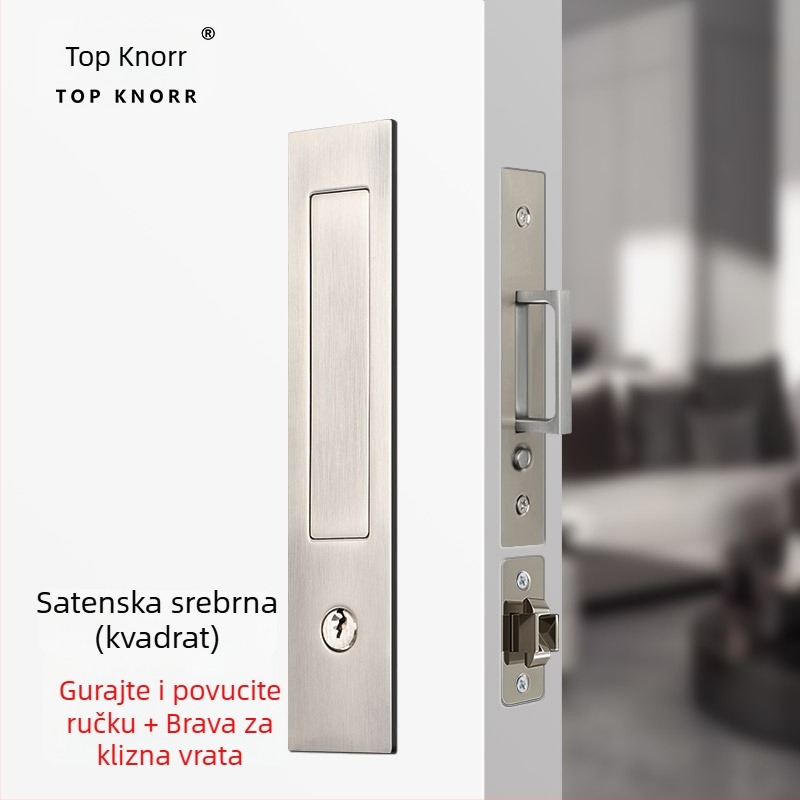DJL-10200 Skrivena ključavnica za kapsna klizna vrata, tip kuka, cinkova legura, elektroplating