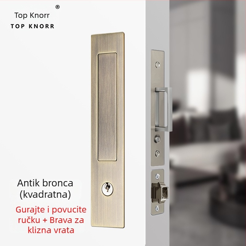 DJL-10200 Skrivena ključavnica za kapsna klizna vrata, tip kuka, cinkova legura, elektroplating